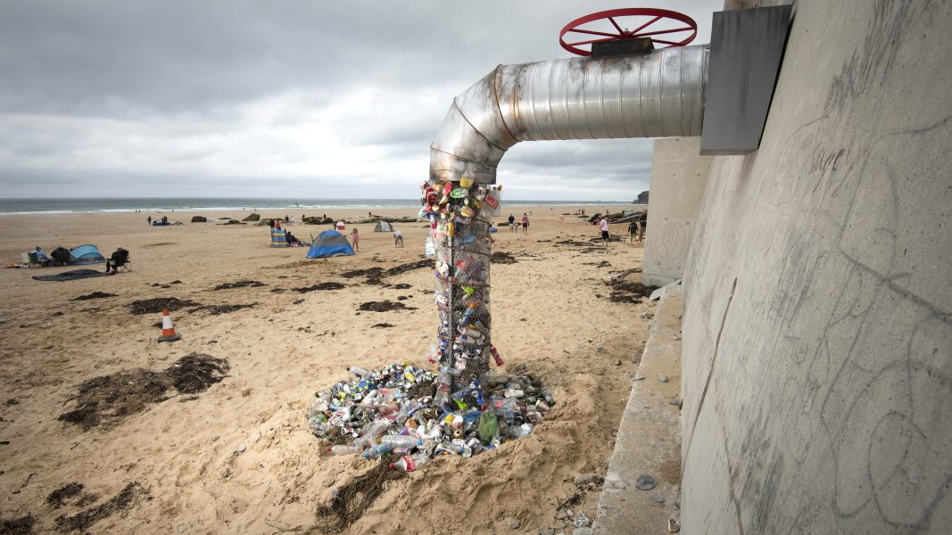 plastic pollution on beach