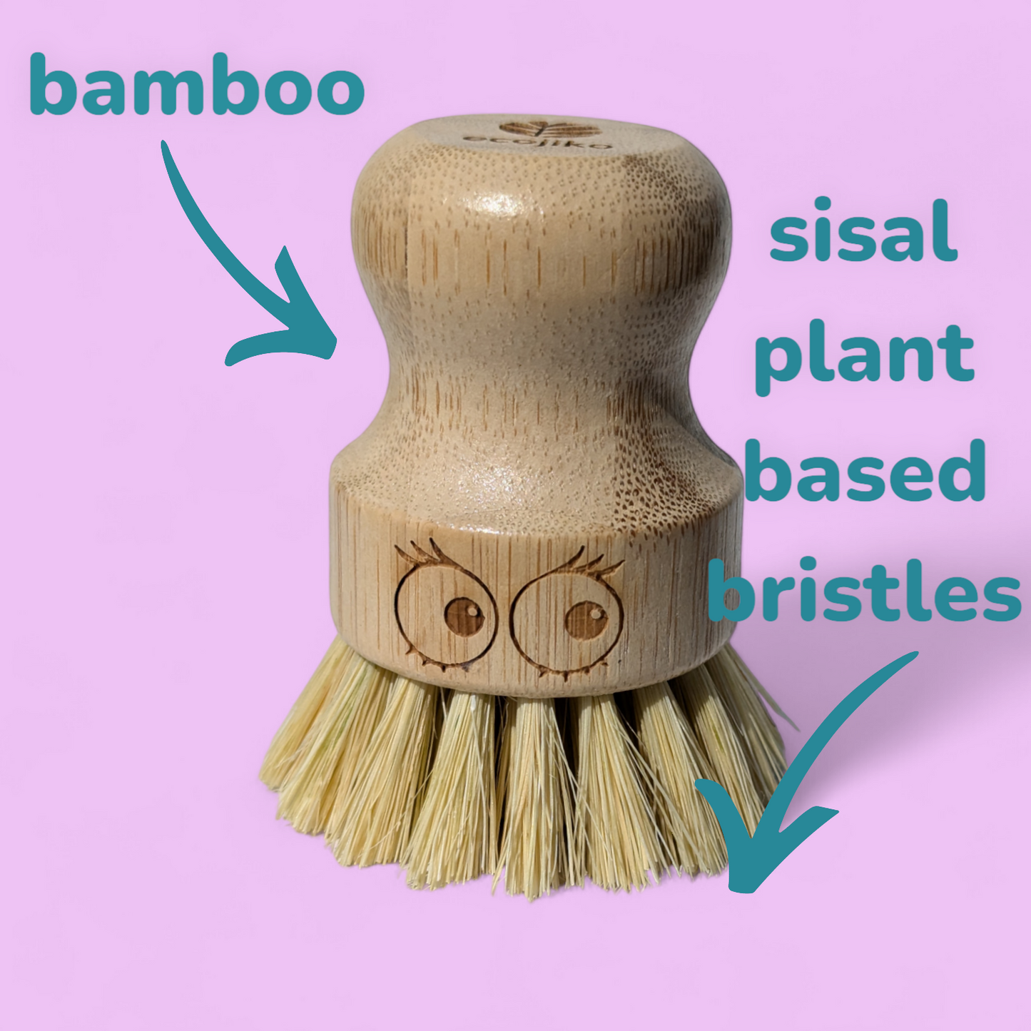 bamboo pot scrubbing brush with glam eyes