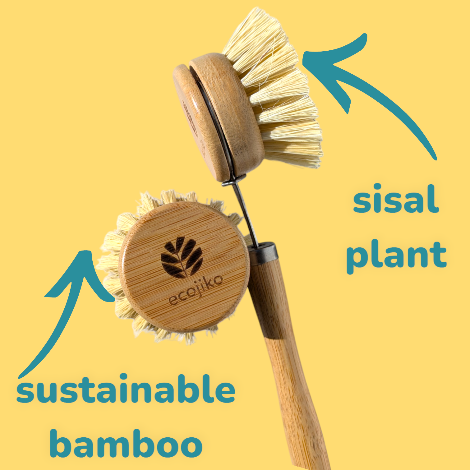 bamboo long handled dish brush and replacement head