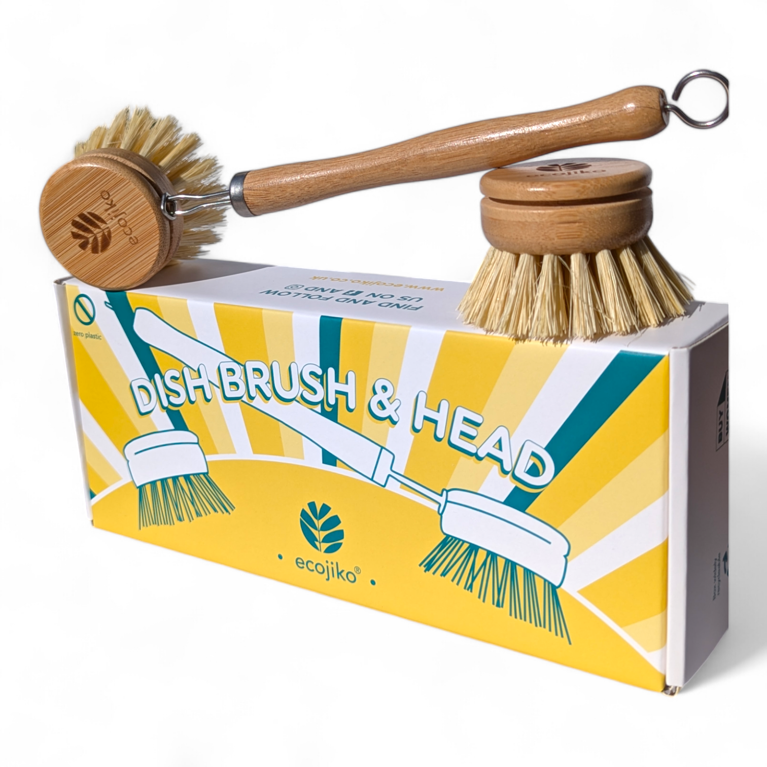 bamboo long handled dish brush and replacement head