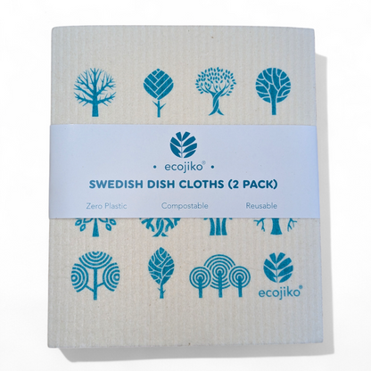 Swedish Dish Cloths | Natural Compostable Reusable Kitchen Cleaning Cloths (2 pack)