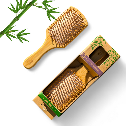 Natural Wooden Paddle Hair Brush | Sustainable Bamboo Handle and Pins